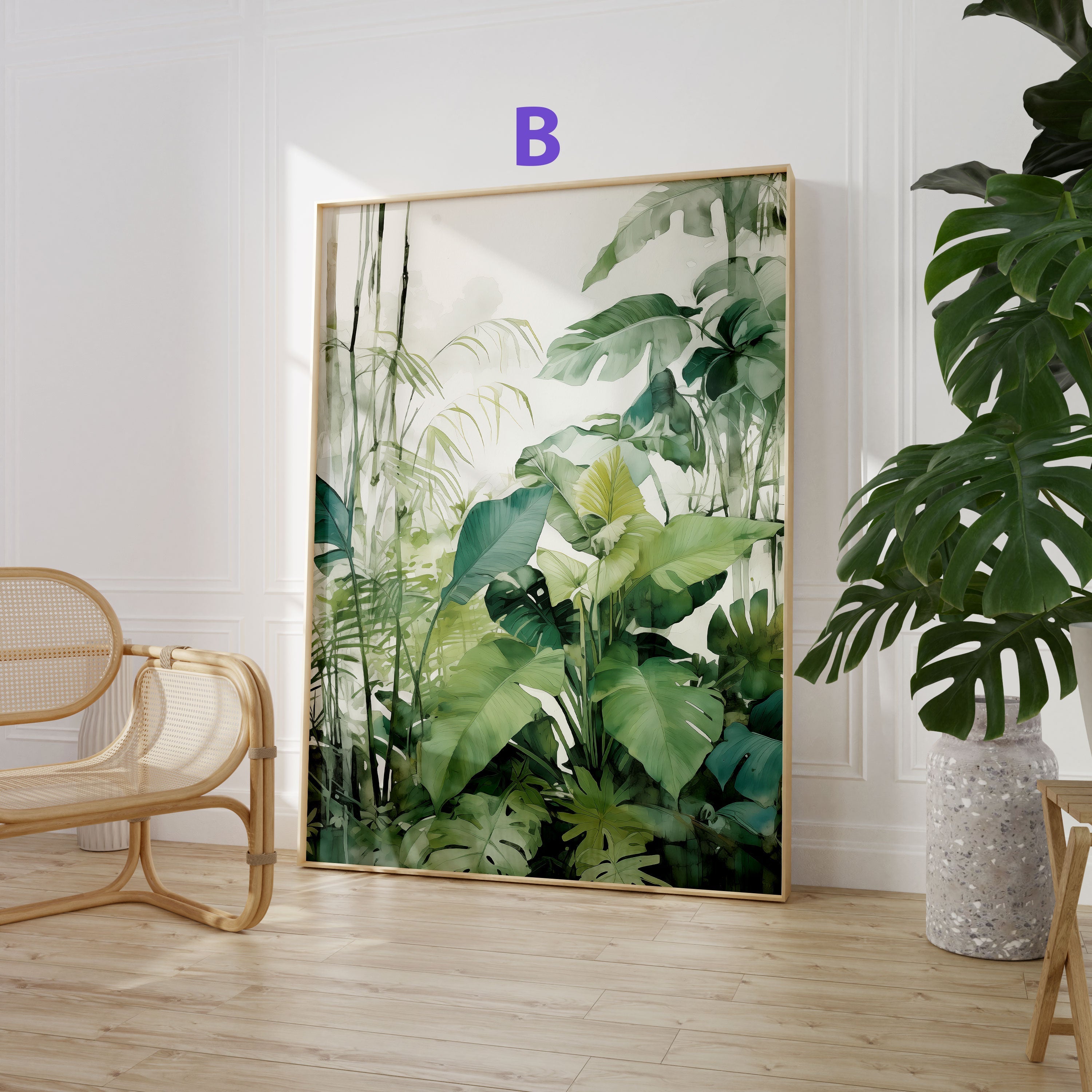 Dschungel Tiere Poster · Geschenkidee · Aquarell mit Leopard, Papagei und Affe · Wohnzimmer Deko · Dekoprint ohne Rahmen-3