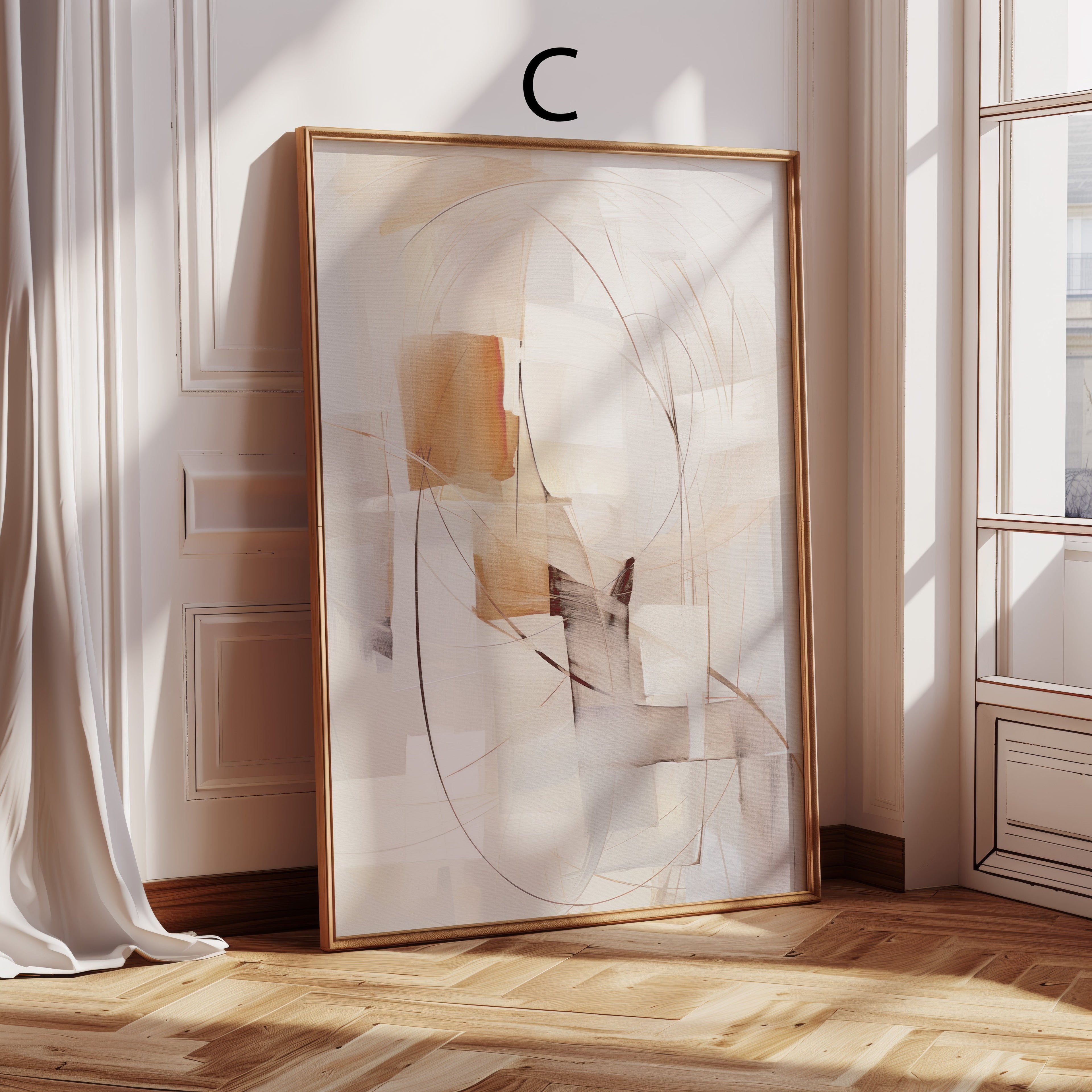 Abstrakte Kunst Poster · Geschenkidee · Geometrie Schwarz Beige Minimalistische Wandkunst · Dekoprint ohne Rahmen-4