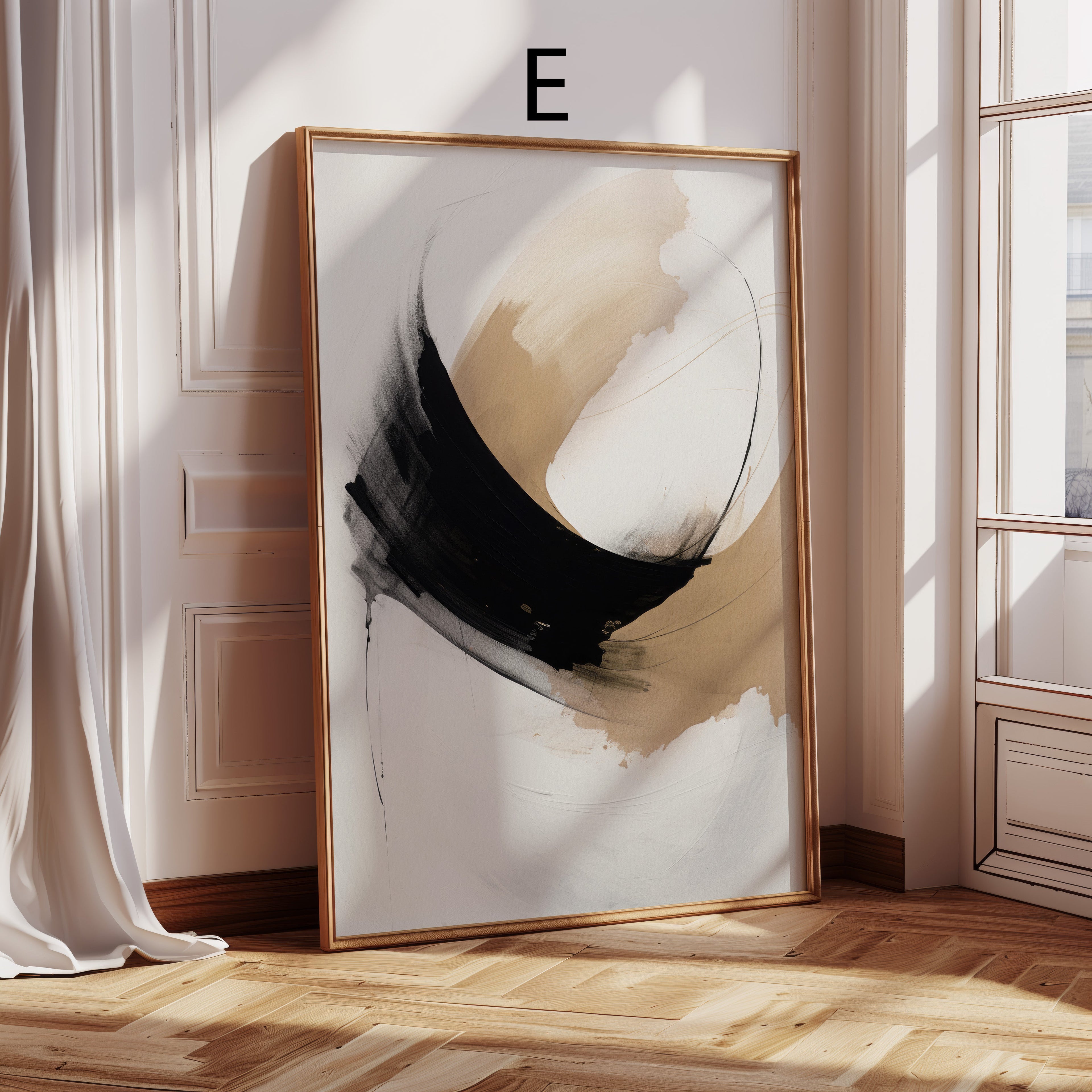 Abstrakte Kunst Poster · Geschenkidee · Geometrie Schwarz Beige Minimalistische Wandkunst · Dekoprint ohne Rahmen-6