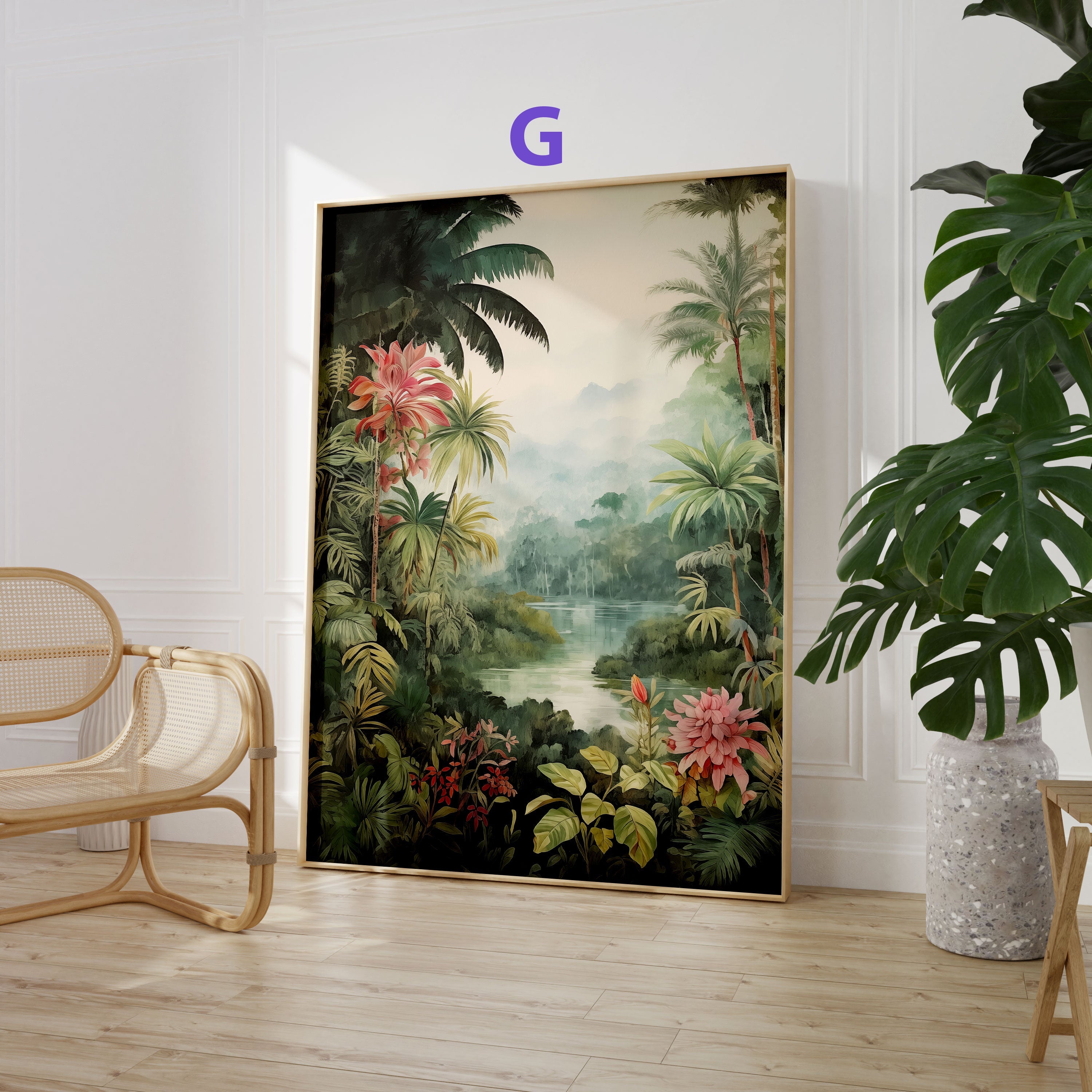 Dschungel Tiere Poster · Geschenkidee · Aquarell mit Leopard, Papagei und Affe · Wohnzimmer Deko · Dekoprint ohne Rahmen-8