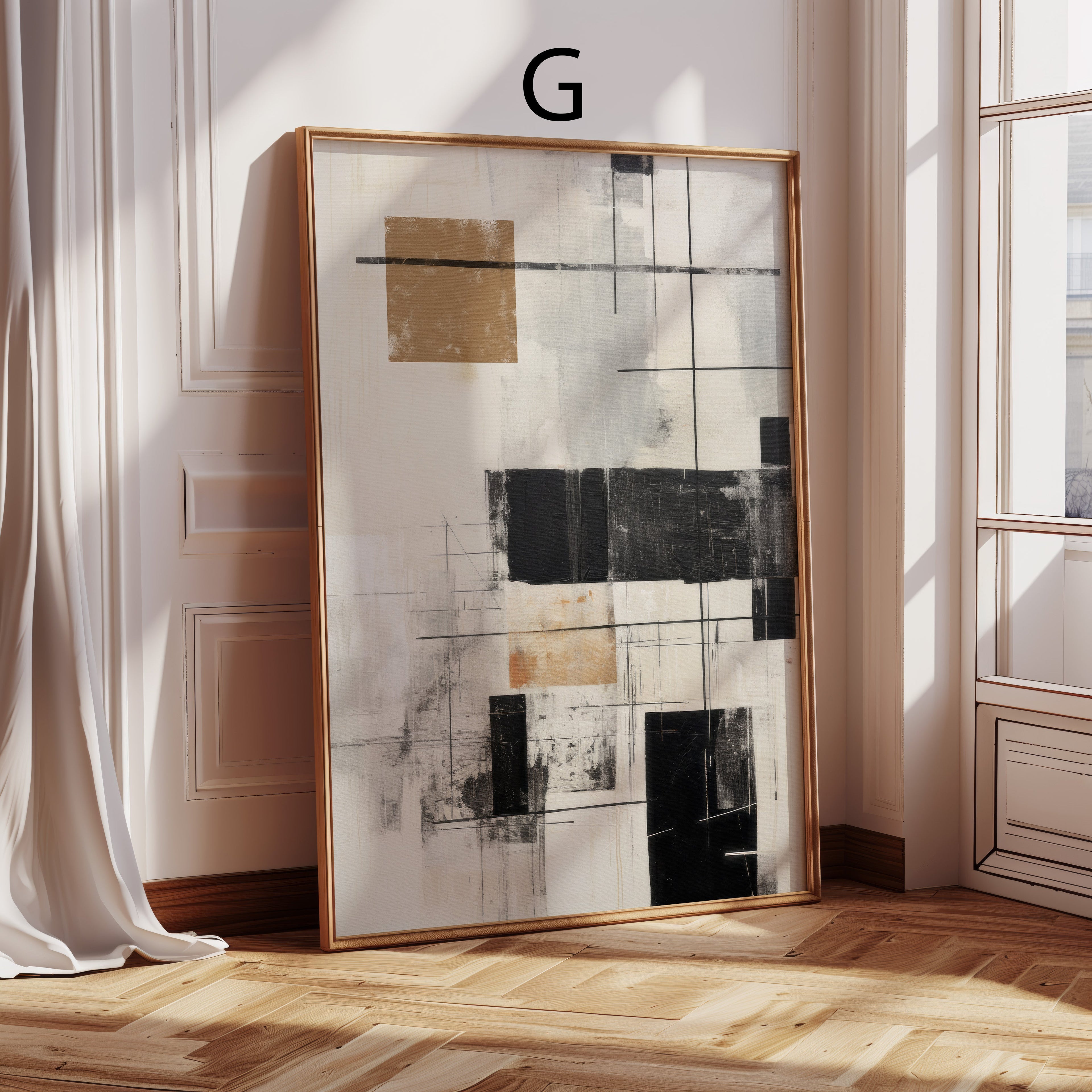 Abstrakte Kunst Poster · Geschenkidee · Geometrie Schwarz Beige Minimalistische Wandkunst · Dekoprint ohne Rahmen-8