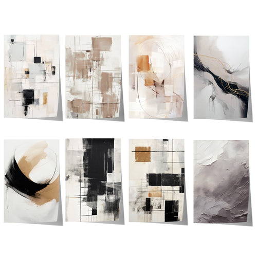 Abstrakte Kunst Poster · Geschenkidee · Geometrie Schwarz Beige Minimalistische Wandkunst · Dekoprint ohne Rahmen-0