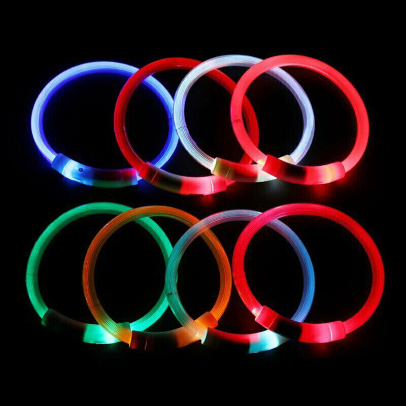 NNEDSZ Rechargeable Night LED Dog Collar USB Glow Flashing Light Up Pet Collars Safety-Red-Diameter Length-70cm-0