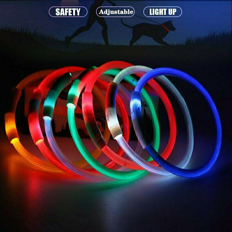NNEDSZ Rechargeable Night LED Dog Collar USB Glow Flashing Light Up Pet Collars Safety-Red-Diameter Length-70cm-1